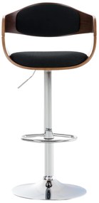 Banco de bar Kingston em tecido e com estrutura cromada 50 x 88-102 x 48 cm Preto + Cor Nogueira