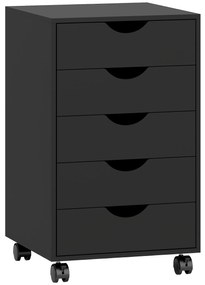 Bloco de Gavetas com Rodas Bloco de Gavetas para Escritório com 5 Gavetas  40x40x67 cm Preto