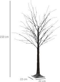 Árvore luminosa LED 150 cm decoração luminosa em branco frio - 96 LEDs - uso interior - decoração de Natal para o quarto e a casa, em castanho