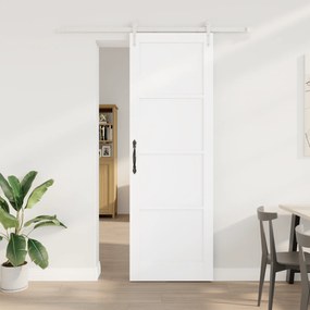 Porta de Correr vidaXL com Conjunto de Ferragens Branca 78x232 cm Madeira Sólida Pinho