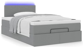 Cama otomana com colchão 120x190 cm tecido cinzento claro