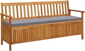vidaXL Banco de arrumação p/ jardim com almofadão 170 cm acácia maciça