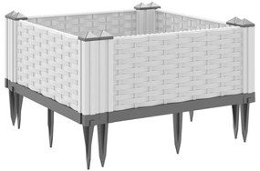 Vaso/floreira de jardim c/ estacas 42,5x42,5x28,5 cm PP branco