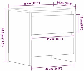 Mesa de cabeceira vidaXL Carvalhos Artesanal 45x34x44,5 cm Madeira Eng