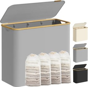 Cesto da roupa suja com tampa 78 x 38,5 x 70,5 cm cinzento