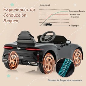 Carro elétrico infantil licenciado Bentley Bacalar 12V com controlo remoto 108 x 65 x 45 cm Preto