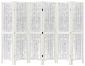 Biombo com 6 painéis madeira de paulownia maciça branco