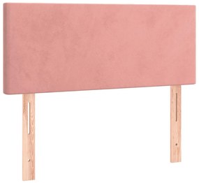 Cama box spring c/ colchão/LED 120x200 cm veludo rosa