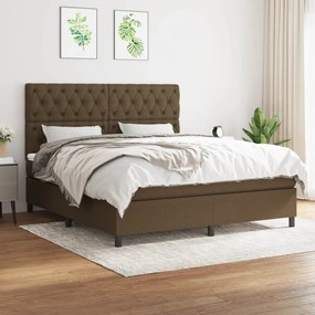 vidaXL Cama com molas/colchão 160x200 cm tecido castanho-escuro