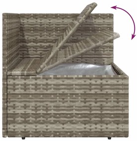 5 pcs conjunto lounge de jardim c/ almofadões vime PE cinzento