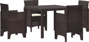vidaXL Conjunto de Jantar para Jardim 5 pcs Castanho Polipropileno