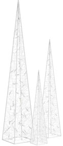 Conj. cones decorativos c/ LEDs azuis acrílico 60/90/120 cm