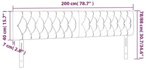 Cabeceira de cama c/luzes LED veludo 200x7x78/88cm verde-escuro