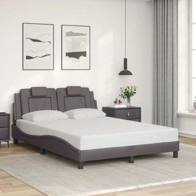Estrutura cama c/ cabeceira 120x200cm couro artificial cinzento