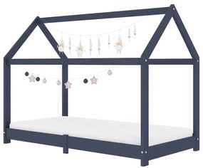 Estrutura de cama para crianças 70x140 cm pinho maciço cinzento