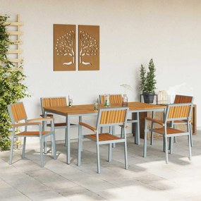 Conjunto de Jantar de Jardim de 7 Peças em Madeira Sólida de Acácia e