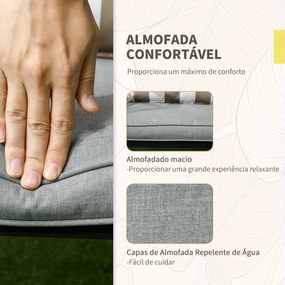 Outsunny Conjunto de Poltronas e Mesa de Centro de Vime 3 Peças Conjunto de Móveis de Vime com Almofadas Acolchoadas e Estrutura de Aço para Varanda Pátio 46x46x48cm e 59x71x80cm Marrom Claro