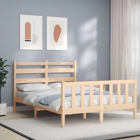 Estrutura de cama com cabeceira 140x190 cm madeira maciça