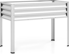 Floreira Elevada de Metal 112 x 55 x 81 cm com Revestimento Eletroforético e Drenagem para Legumes, Flores e Frutas - Prateada