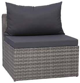 8 pcs conjunto lounge de jardim c/ almofadões vime PE cinzento