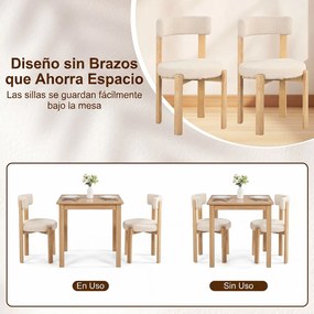 Conjunto de 2 cadeiras de jantar estofadas em felpa, com pernas em madeira de borracha, assento almofadado e encosto curvo, para restaurante ou sala d