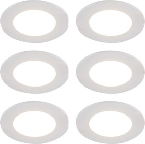 Conjunto de 6 focos embutidos brancos com LED regulável em 3 níveis IP65 - Blanca