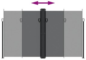 Toldo lateral retrátil 200x600 cm preto