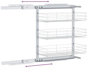 Unidade cestos arame para cozinha 3 pcs 47x25x56 cm prateado