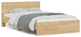 vidaXL Estrutura cama c/ cabeceira/luzes LED 120x200cm carvalho sonoma