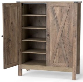 Sapateira com portas e prateleiras ajustáveis ​​de 6 níveis. Baú de sapatos em estilo country branco.