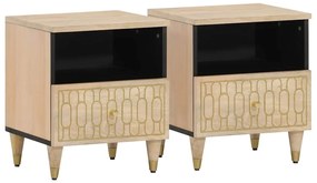 Mesas de cabeceira 2 pcs 40x33x46 cm madeira mangueira maciça