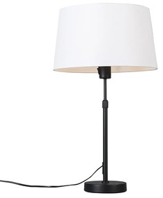 Candeeiro de mesa preto com abajur branco 35 cm ajustável - Parte Moderno