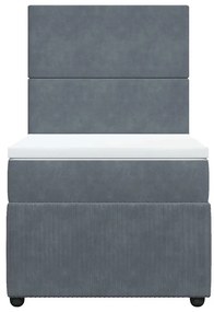Cama com molas/colchão 100x200 cm veludo cinza-escuro