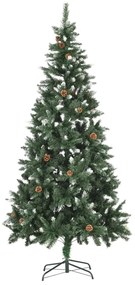 Árvore de Natal artificial com pinhas e brilho branco 210 cm