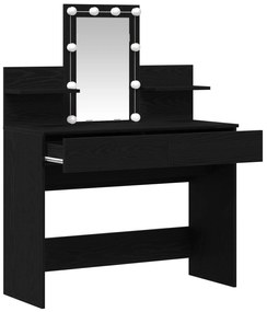 Mesa de Maquiagem vidaXL com LED Carvalho Preto 100x40x130 cm