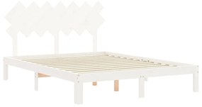 Estrutura de cama King Size com cabeceira madeira maciça branco