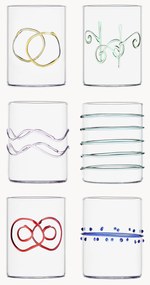 Copos em borosilicato artesanais Deco' Arlecchino, conjunto de 6