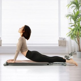 Banco abdominal multifuncional  de exercícios dobrável com 3 ângulos e comprimento ajustáveis para ginástica doméstica Carga 150 kg Rosa