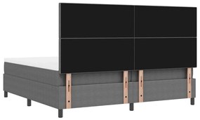 Cama Box Spring com Colchão e Luz LED Cinza 200x200 cm Tecido Cotelê