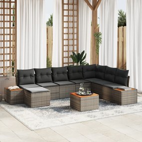 vidaXL Conjunto de Sofá de Jardim com Almofadas Cinza Rattan Acácia