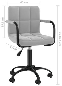 Cadeiras de jantar giratórias 2 pcs veludo cinzento-claro