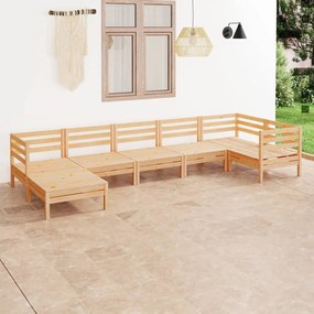 vidaXL 7 pcs conjunto lounge de jardim pinho maciço