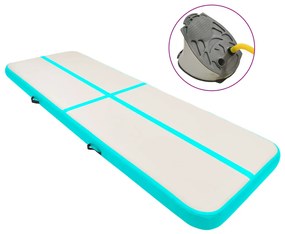 vidaXL Colchão de ginástica insuflável c/ bomba 500x100x15cm PVC verde