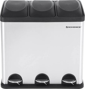 Caixote lixo Separador de lixo 54 litros (3 x 18 L) Prateado + Preto