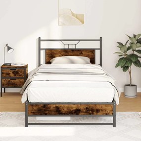 Estrutura de cama sem colchão 107x203 cm carvalho fumado
