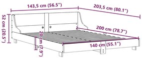 Cama sem colchão 140x200 cm madeira de pinho maciça branco
