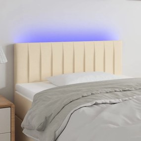 Cabeceira de cama c/ luzes LED tecido 100x5x78/88 cm cor creme