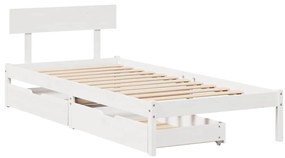 Cama sem colchão 75x190 cm madeira de pinho maciça branco