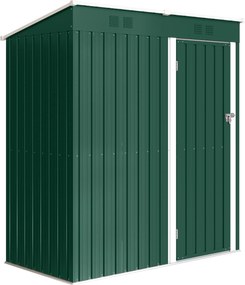 Outsunny Abrigo de Jardim Exterior 1,37 m² 163x90x179 cm com Porta com Fechadura e Grelhas de Ventilação Verde | Aosom Portugal