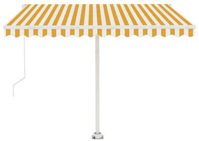 Toldo retrátil manual independente 350x250 cm amarelo e branco